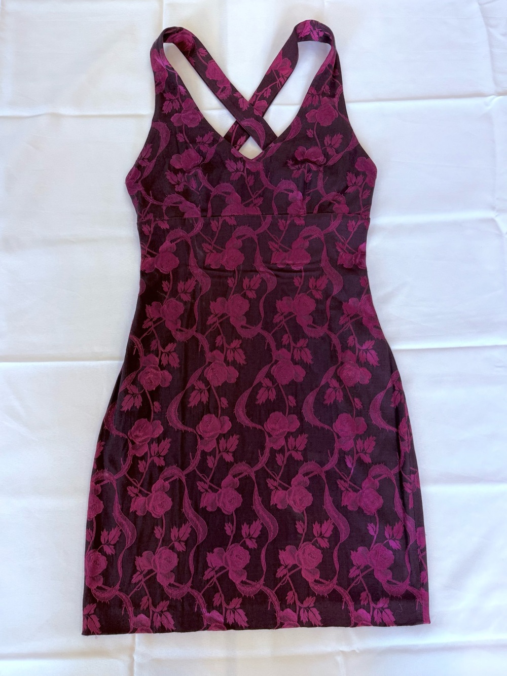 Nicole Miller New York Burgundy Rose Jacquard Mini Dress Sz 4